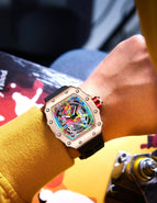 Pintime 2023 New Quartz men's Watch Live Popular Tourbillon Hollow out Trendy Men's quart Casual Watch 8133