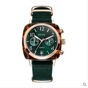 Fashion Guou 8218 Brand Square Men's Or Woman's Noctilucent Canvas Waterproof Quartz Gift Watches