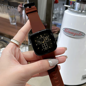 2021 new silicone women's watch TICTOC three-eye fashion ladies watch trendy black temperament watch women casual  8202