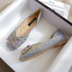 Fairy square head flat women's shoes 2022 new simple soft bottom office ladies shoes plus size 555-11