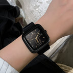 2021 new silicone women's watch TICTOC three-eye fashion ladies watch trendy black temperament watch women casual  8202