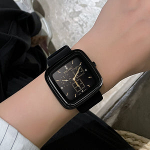 2021 new silicone women's watch TICTOC three-eye fashion ladies watch trendy black temperament watch women casual  8202