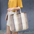 Korean version retro woven handbag simple casual large-capacity handbag ins fashion literary fan handbag SR889