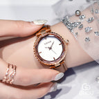 GUOU High Quality Women Crystal Watches Gift Watch Genuine Leather Rhinestone Wristwatches  Casual for women