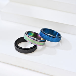 Titanium steel frosted rotatable ring seven color pearl sand stainless steel decompression Ring Bracelet
