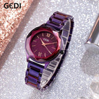 GEDI 81006 Fashion Casual Watch Korean Starry Sky Women Elegant Luxury Stainless Steel Waterproof Ladies Dress Analog Quartz Wristwatch
