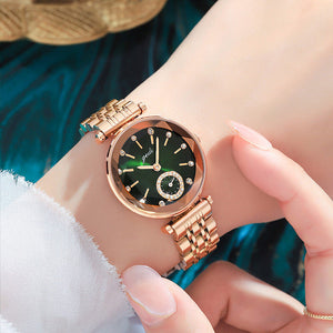 GEDI New Light Luxury Style Small Green Watch Waterproof Watch Ladies Personalized Independent Fashion Watch 8019 Steel strap