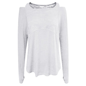 2022 spring and summer new yoga clothes tops loose and thin long-sleeved blouses thin section moisture-absorbing breathable large size fitness clothes 8319