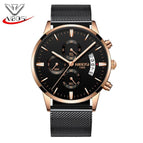 NIBOSI 2309 Men Watch Chronograph Sport Mens Watches Top Brand Luxury luminous Waterproof Full Steel Quartz Gold Clock Men