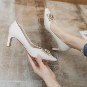 2022 new sweet medium thick heel shallow mouth fashion single shoes women's temperament square toe high-heeled women's shoes B65-8