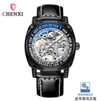 CHENXI new retro carved watch men's mechanical watch leather waterproof hollow automatic mechanical watch