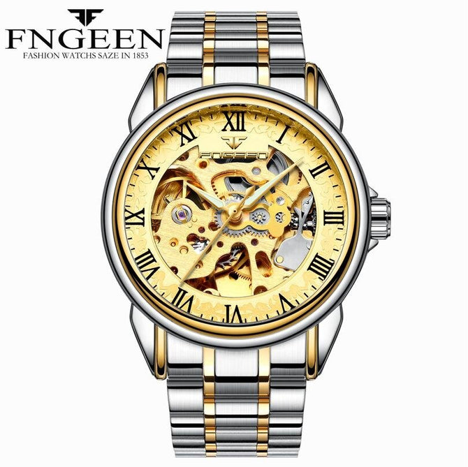 Fngeen Men's Watch Waterproof Fashion Student Men's Watch Double-Sided Hollow Automatic Mechanical Watch 8866