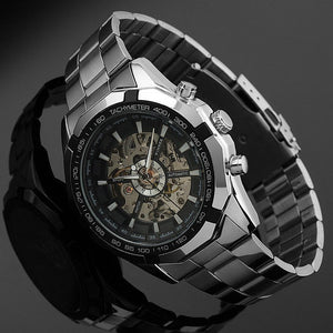 Winner340 Classic Look Men's Fashion Casual Hollow Luminous Semi-automatic Mechanical men Watch SLZ56