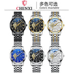 CHENXI Watch Men's Mechanical Watch Moon Phase New Butterfly Clasp Steel Automatic Mechanical Watch 8859