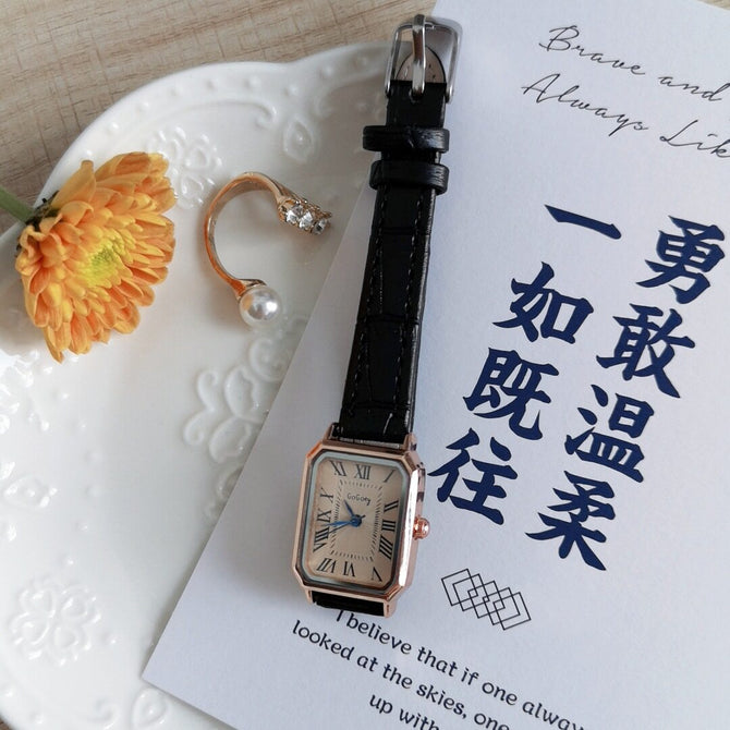 2022 GOGOEY New square Roman scale simple leisure belt WATCH QUARTZ student small women's watch Tiktok