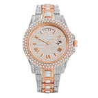 Missfox V320A watch fashion double calendar business full diamond quartz men's casual watch