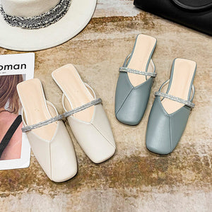Slippers women's summer 2022 new half drag women's shoes fashion lazy flat shoes women 112-9