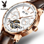 PLAYBOY 3017 Original Multi Functional Automatic Mechanical Watch Waterproof Male Formal Watches Men's Watch Gift for Father ,friends