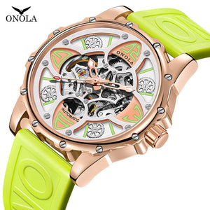 ONOLA ON3833 2023 new men and women watch Fashion New Four-Leaf Clover Automatic Mechanical Watch Waterproof Tape Strap Live watch