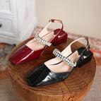 Studiolee sandals women's outer wear 2022 spring new one word with square toe shoes soft leather women AK-2