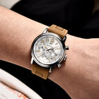Benyar Multifunctional Chronograph Men's Watch Fashion Waterproof Sports Luminous Leather Men's Watch 5190