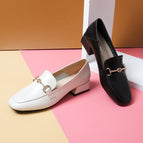 Leather shoes women's England 2022 new buckle high heels casual single shoes thick heels versatile large women's shoes 189-1