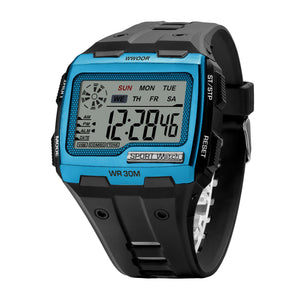 WWOOR 601 Silicone Square LDE Large Screen Display Electronic Watch Luminous Waterproof Style MEN Watch