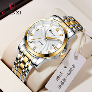 Chenxi Men's Diamond New Stainless Steel Calendar Waterproof Simple Business Fashion Luminous Quartz men casual Watch CX-8221