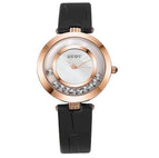 GUOU 8039 Ladies Watch Women's Watches Rhinestone Watch Bracelet Leather Clock watches for women