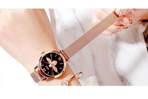 GEDI 9492 Fashion Casual Watch Hot Sale Women Korean Milanese Mesh Magnetic Strap Elegant Luxury Stainless Steel Waterproof Ladies Analog Quartz Wristwatch