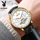 PLAYBOY 3017 Original Multi Functional Automatic Mechanical Watch Waterproof Male Formal Watches Men's Watch Gift for Father ,friends
