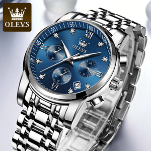 OLEVS Men's watch quartz watch multi-function three-eye chronograph watch waterproof business men's casual watch 2858