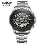 Winner men watch Large Dial Men's Fashion Automatic Mechanical causal men Watch Steel Belt 428