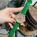 【Large stock】Diminnie Korean Version Full Diamond Belt Women's Watch Fashionable Classy Rotating Large Dial Ladies
