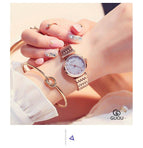 GUOU 8059 Diamond Women's Watches Rose Gold Fashion big dial Wrist Watch Watches Clock