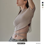 Lulu New Yoga Wear Beauty Back Short-Sleeved T-shirt Women's Slim Fit Sports Top Quick-Drying Clothes Training running Lulu New Yoga suit Beauty Back Short-Sleeved T-shirt Women's Slim Fit Sports Top Quick-Drying Clothes Training running HN156