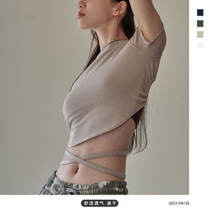 Lulu New Yoga Wear Beauty Back Short-Sleeved T-shirt Women's Slim Fit Sports Top Quick-Drying Clothes Training running Lulu New Yoga suit Beauty Back Short-Sleeved T-shirt Women's Slim Fit Sports Top Quick-Drying Clothes Training running HN156