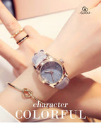 GUOU 8076 Fashion Women Watches High Quality Leather Quartz Watch Woman watch Elegant Dress Ladies watch watch for Wowen Casual Watches
