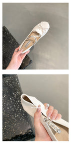 33-43sheii2022 summer super soft rhinestone round toe satin ballerina flat Mary Jane shoes 666-1