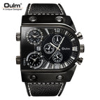 Oulm European and American large dial men's quartz watch multi-time zone watch fashion personality quartz men's watch HP9315B belt watch