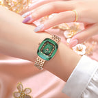 Quartz Watch Ladies Small Green Watch Square Malachite Design Vintage Elegant Waterproof Watch S039