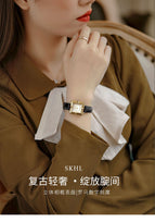Skhl time and space corridor watch women's retro style new leather small square watch watch women's Watch 3591