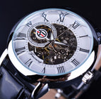 Forsining Men's Fashion Retro Hollow-out Transparent Mechanical manual Watch men's casual watch SLZa26