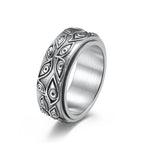 God's eye stainless steel ring men's rotatable antique titanium steel ring hand jewelry