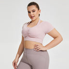 Plus Size Halter Yoga Clothes with Chest Pad Women's Running Exercise Short T-shirt Clothes Top BB188