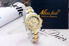 MISSFOX Women's Watch Round Alloy European Classic Fashion Quartz Diamond Women's Watch 1846