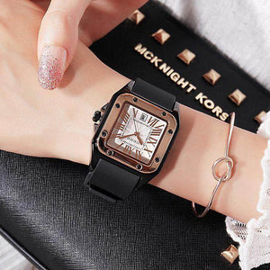 Fashion GUOU 8154 Brand Women Watches Lady Luxury Wristwatches Rubber Silicon Dress Watch Square Quartz Dress Gift Student women casual Clocks