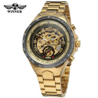Winner Men's Personality Fashionable Golden All-Steel Hollow Automatic Mechanical men Watch SLZ46