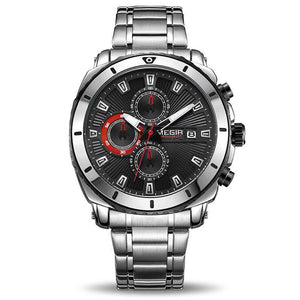 MEGIR 2075 Chronograph Quartz Men Watch Luxury Brand Stainless Steel Business Wrist Watches Men Clock Hour Time Relogio Masculino