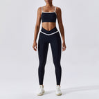 Stitching Contrast Color Yoga Clothes Skinny Running Sports Quick-Drying Fitness Yoga Wear Two-Piece Set Female 8007